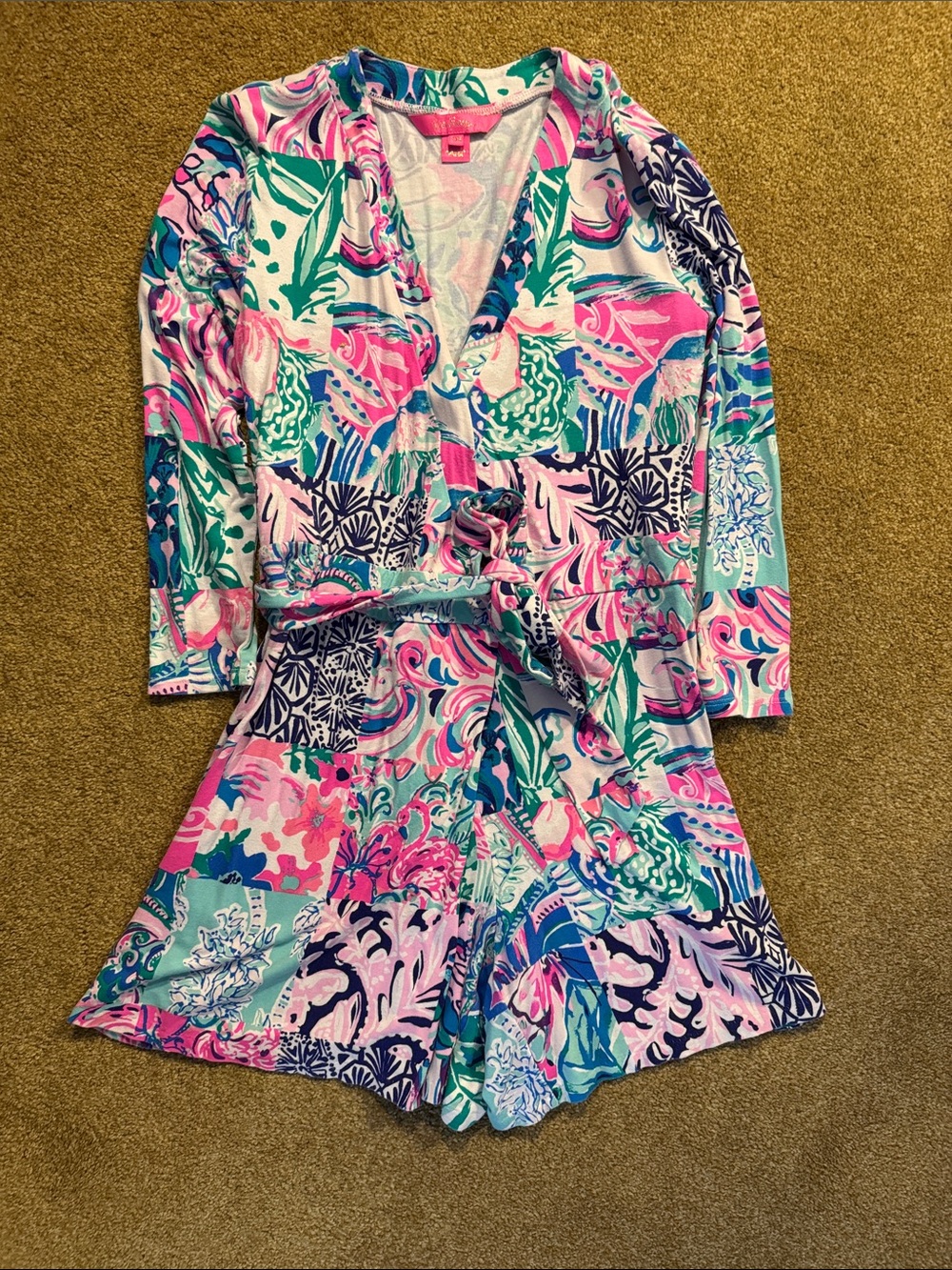 Lilly Pulitzer Floral-Print One-Piece Romper - Pink/Teal/Blue